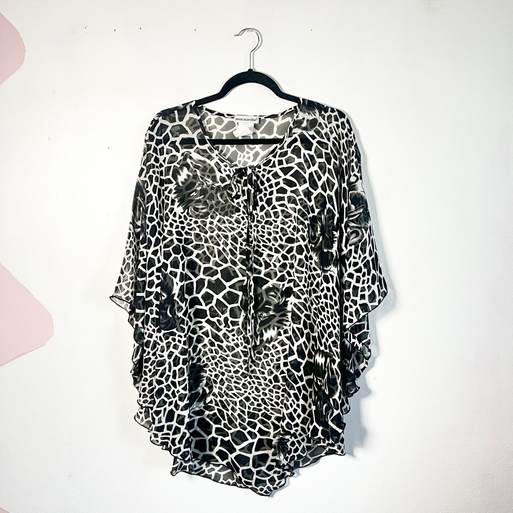 Jessica London Top Sheer Beach Cover Up Vacation Sz 18W